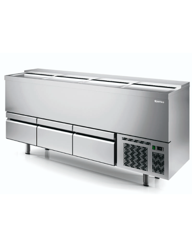 BOTELLERO INOX 2 m CON CAJONES