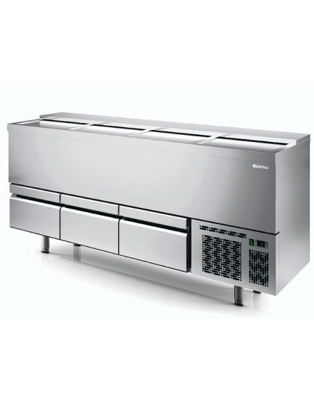 BOTELLERO INOX 2 m CON CAJONES