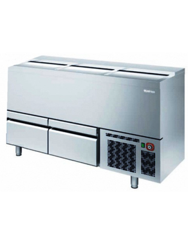 BOTELLERO INOX 1,5 m CON CAJONES