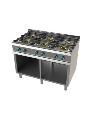 COCINA JUNEX 6 FUEGOS + BASE (FONDO 700)