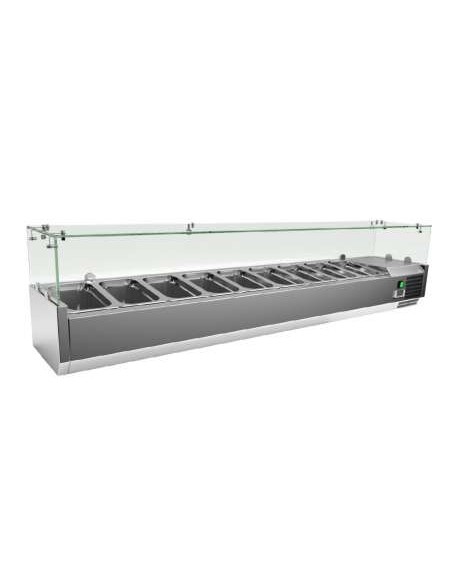 VITRINA INGREDIENTES GN 1/4 CUPULA DE VIDRIO 1,8 m